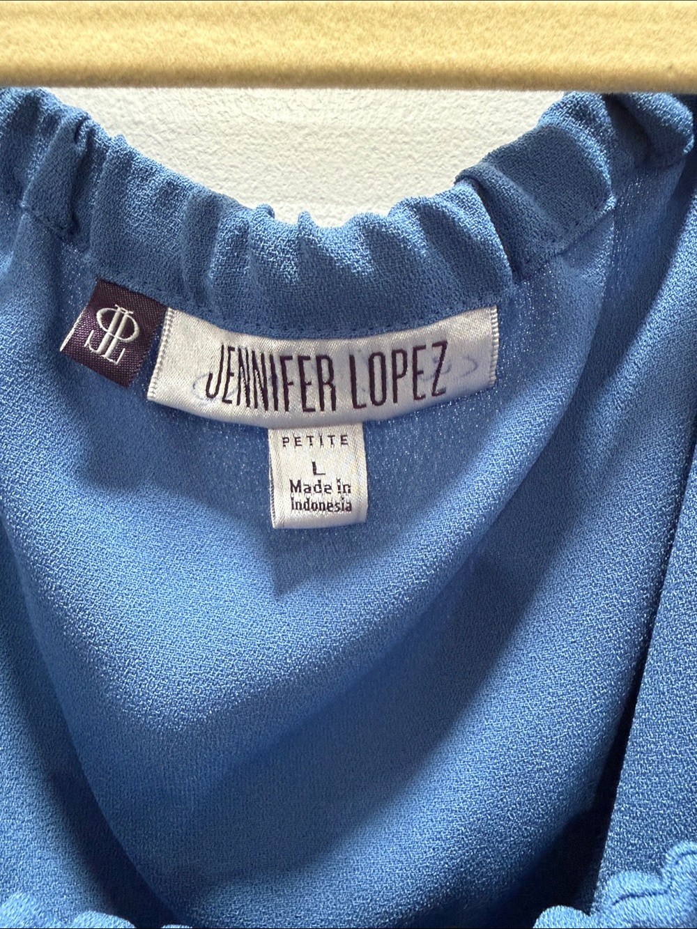 Jennifer Lopez Dusty Blue Ruffled Off-Shoulder Blouse - Picture 2 of 2